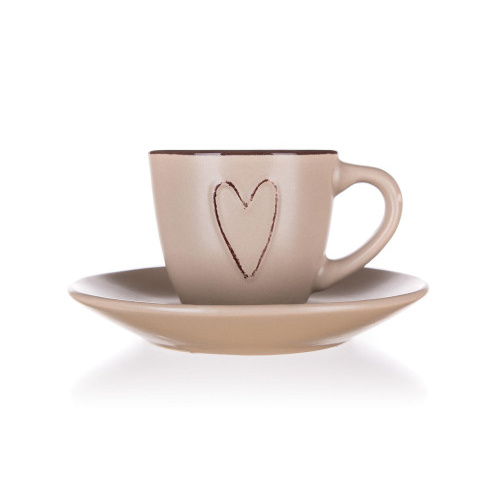 šálek + podšálek  80ml HEART BÉŽ keramický