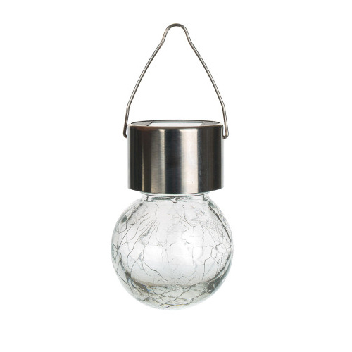 lampa solární HANG pr.6cm, v.9cm, 1LED, závěsná, čirá; nerez/sklo