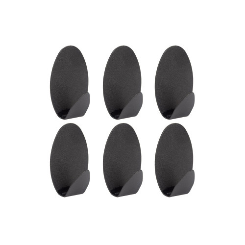 háček samolepicí ovál ocel ČER (6ks)