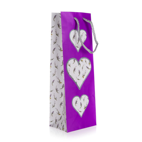 taška dárková na láhev 12x35x9cm LEVANDULE