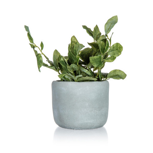 květina umělá zelená v betonovém květináči v.20cm GREENERY