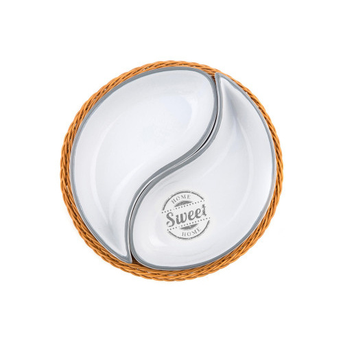 miska sada 2díl. pr.20,5cm SWEET HOME, v košíku, keramika/proutí