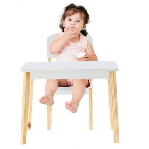 Dětský stolek se 2 židlemi, bílý