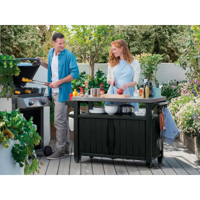 Multifunkční zahradní grilovací stolek KETER UNITY XL 207l grafit