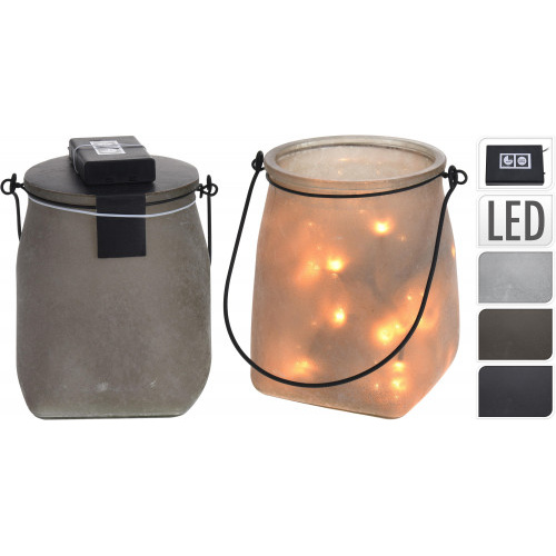 lucerna 40LED 17cm pískované sklo mix barev