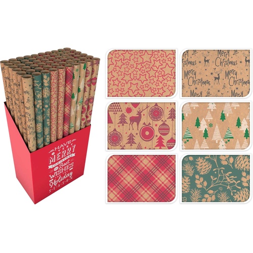 papír vánoční balicí 0,7x 2m BÉŽ mix dekorů