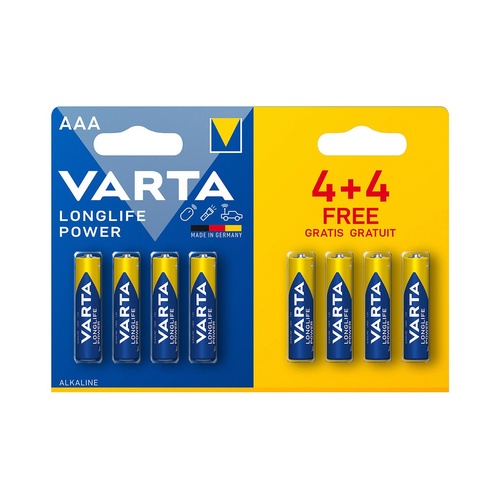 baterie mikrotužková AAA LR03 (4+4ks) alkalická Longlife Power VARTA