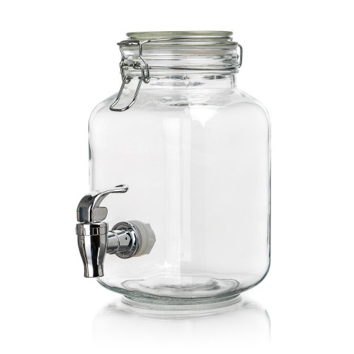 láhev 2200ml skleněná s kohoutkem, víčko s pákovým uzávěrem