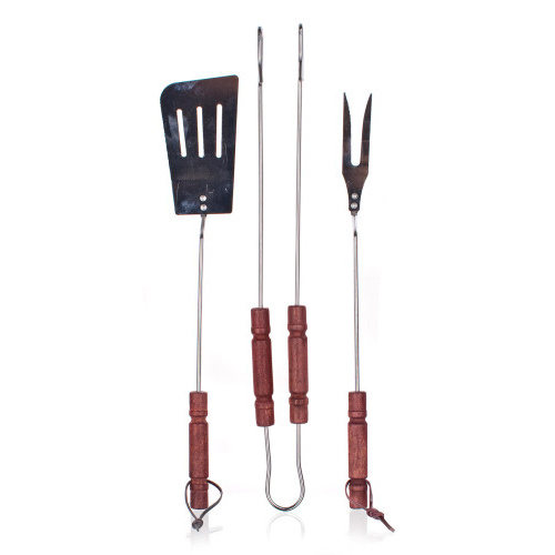nářadí grilovací Cr, dřev.ruk., sada 3díl.
