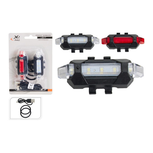 světlo na kolo USB přední BÍ + zadní ČRV sada 2díl.