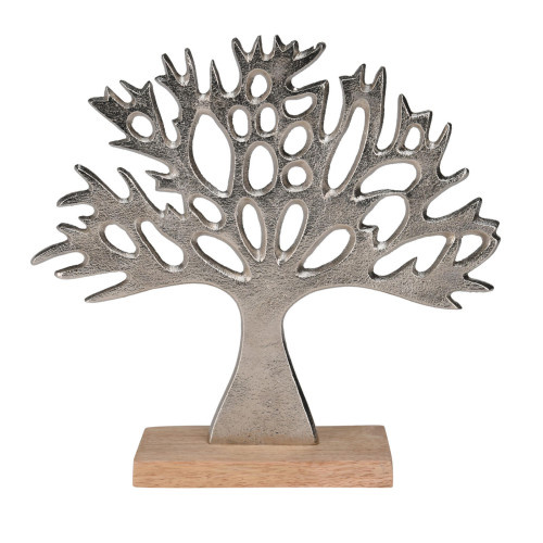 dekorace STROM 27x25,5cm Al/dřevo
