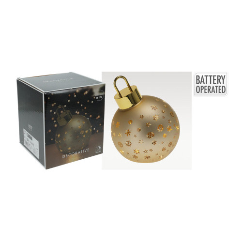 dekorace KOULE 15cm LED ZLA matná/ZLA, mix s časovačem