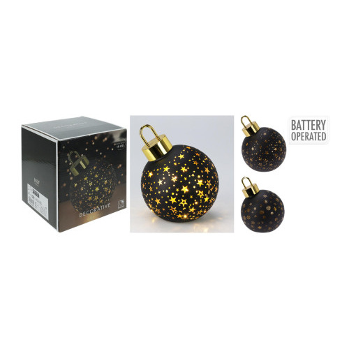 dekorace KOULE 15cm LED ČER matná/ZLA mix s časovačem