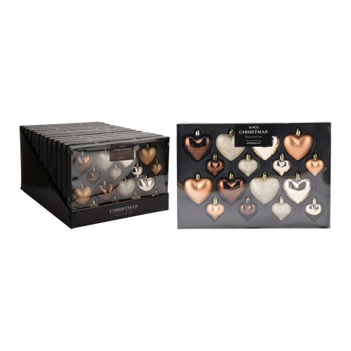 ozdoba vánoční SRDCE 4,5cm/6,5cm ZLA/HN mix (8+8ks)