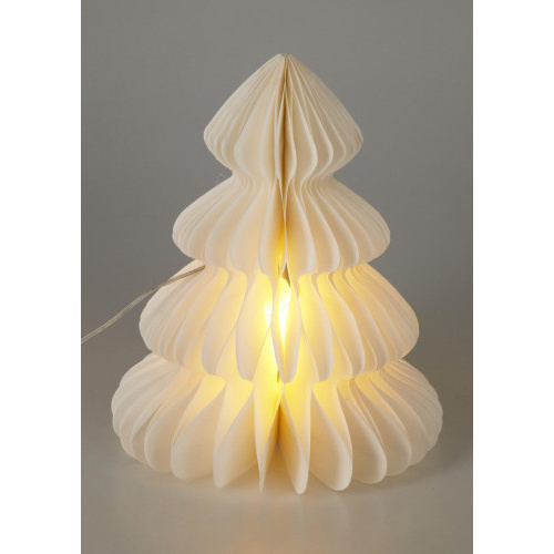 dekorace STROM 28cm 6LED papír BÍ, s časovačem