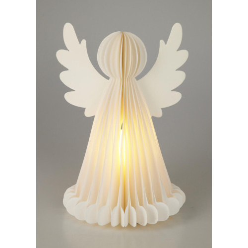 dekorace ANDĚL 28cm 6LED papír BÍ, s časovačem