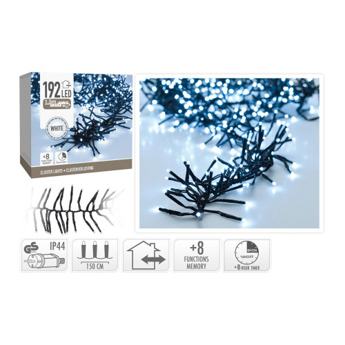 osvětlení vánoční  1,5m 192LED studená BÍ 8 funkcí s časovačem