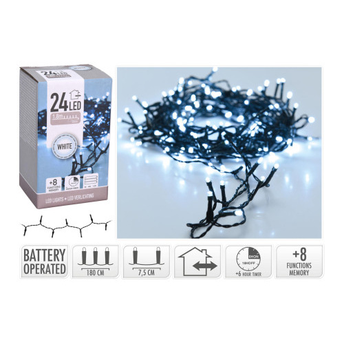 osvětlení vánoční  1,8m 24LED studená BÍ 8funkcí s časovačem
