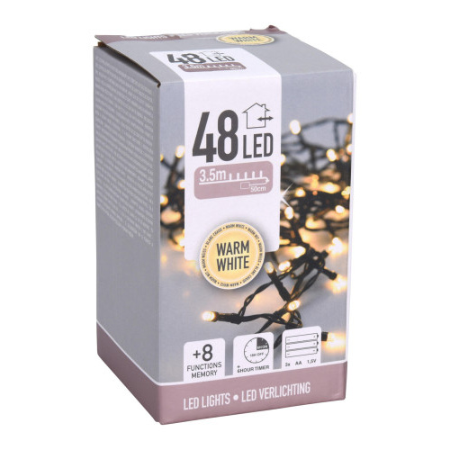 osvětlení vánoční  3,5m 48LED teplá BÍ 8funkcí s časovačem