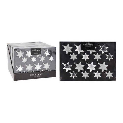 ozdoba vánoční HVĚZDA (8x6cm/8x5cm) STŘ mix (16ks)