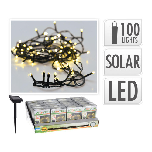 osvětlení vánoční solární  2m 100LED teplá BÍ, drát