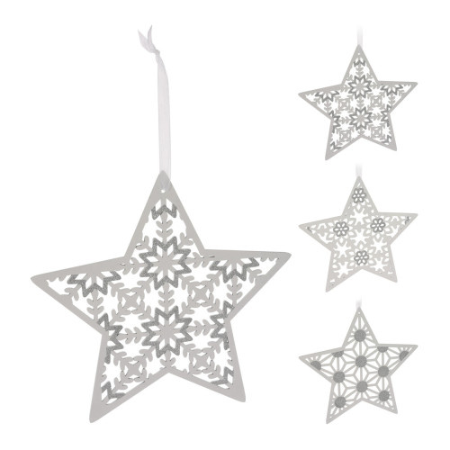 dekorace HVĚZDA 30cm závěsná dřev.BÍ mix