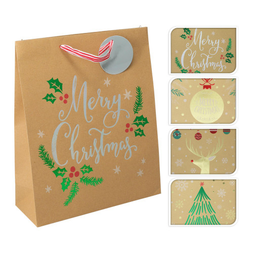 taška dárková 32x26x10cm (L) VÁNOČNÍ mix dekorů