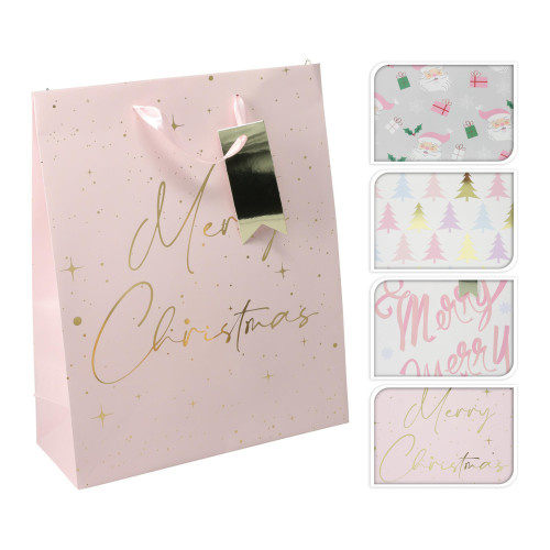 taška dárková 32x26x10cm (L) VÁNOČNÍ RŮŽ mix dekorů