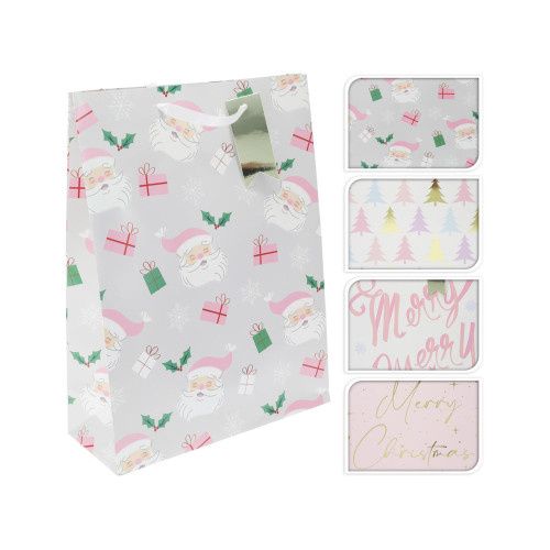 taška dárková 40x30x10cm (XL) VÁNOČNÍ RŮŽ mix dekorů