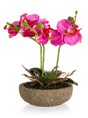 květina umělá FUCHSIE v betonovém květináči v.21,5cm