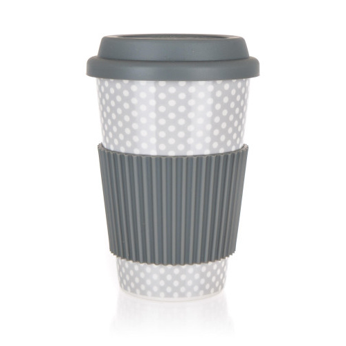 hrnek 400ml GO ŠE silikon.víčko, keramický