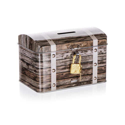 kasička TRUHLA 12,8x8,4x8,4cm plech.HN