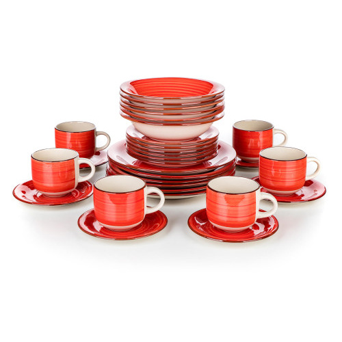 sada jídelní SPIRAL RED 30díl. keramická