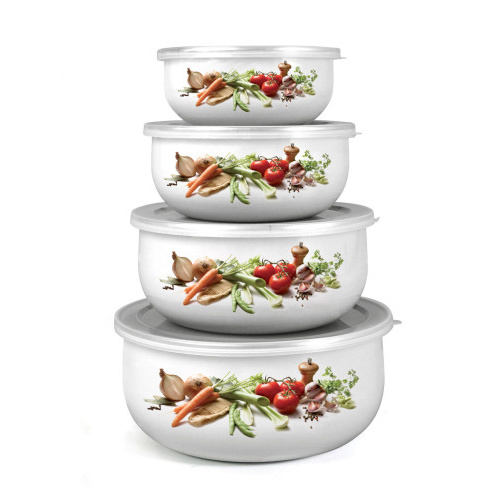 miska sada 8díl. (10,14,16,18cm + 4 víčka) smalt BELLY