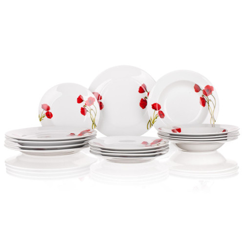 sada jídelní POPPY 18díl. porcelánová BÍ