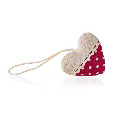 dekorace SRDCE 8x7cm bavlna ČRV s putníky