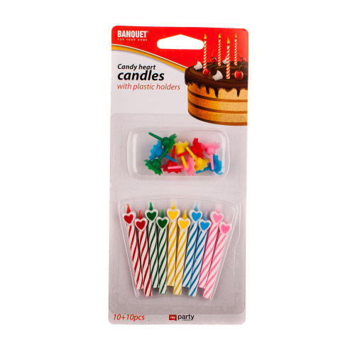 svíčka narozeninová SRDCE (10ks) mix barev MY PARTY