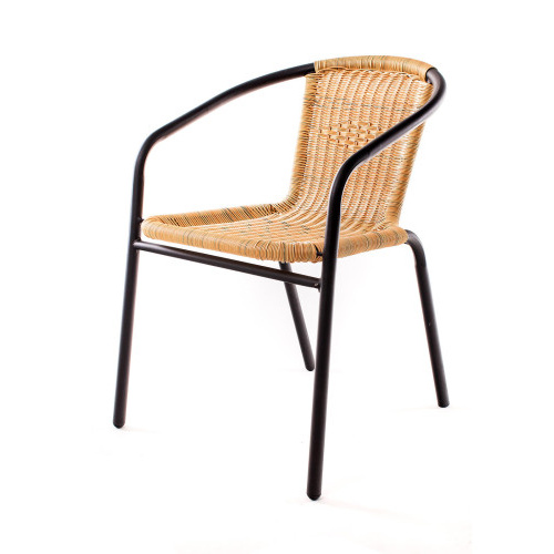 židle zahradní 53x52,5x73cm ratan PE BÉŽ/ocel ČER