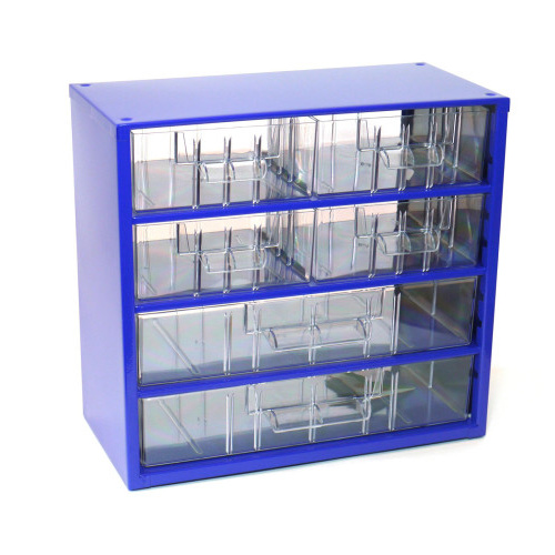 skříňka 2 velikosti 4 stř.,2 vel.zásuvky 30,5x28x15,5cm kov.MO