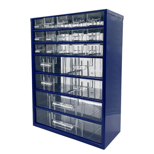 skříňka 3 velikosti 15 mal.,4 stř.,2 vel.zásuvky 30,5x46x15,5cm kov.MO