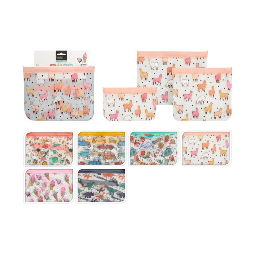 sáček se zipem DĚTSKÝ sada 3díl. mix dekorů