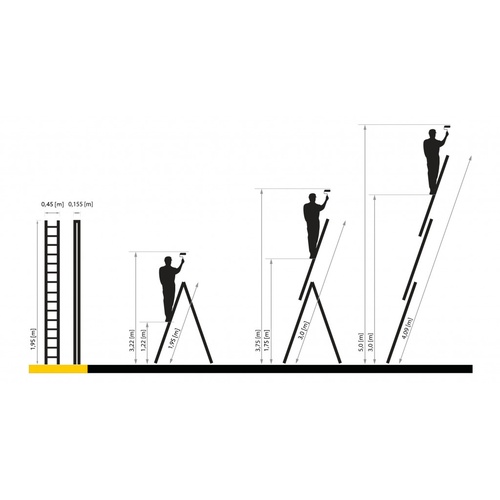 ALDOTRADE Hliníkový žebřík 3x7 příček PROFI třídílný