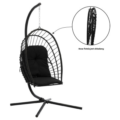 Skládací závěsné křeslo ERIS černé