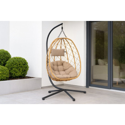 Skládací závěsné křeslo béžové 103x95x185 cm