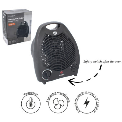 Topidlo s ventilátorem BACKHOME černé 2000W