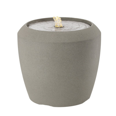 Plastová zahradní fontána s LED, 44x44x39,5 cm, šedá