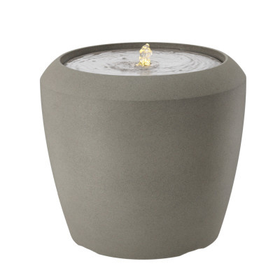 Plastová zahradní fontána s LED, 44x44x39,5 cm, šedá