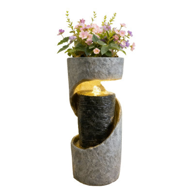 Zahradní spirálová fontána 28x28x67,5 cm s LED