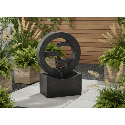 Zahradní fontána prsten 34x16x47,8 cm s LED