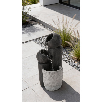 Třípatrová zahradní fontána 25x25x53 cm s LED